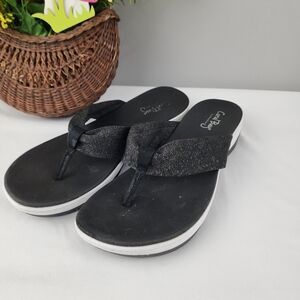 Coral Bay Black Sandals - Thong Comfortable Cushioned Flip Flop Sz 10